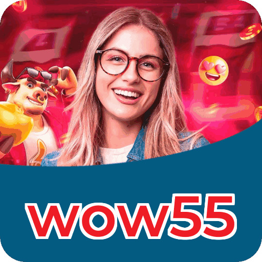 Números do app wow55 em material de marketing — ilustração, não auditoria